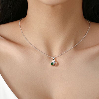 Grá Collection Silver Plated Shamrock With Tri Colour Cubic Zirconia Stones Pendant